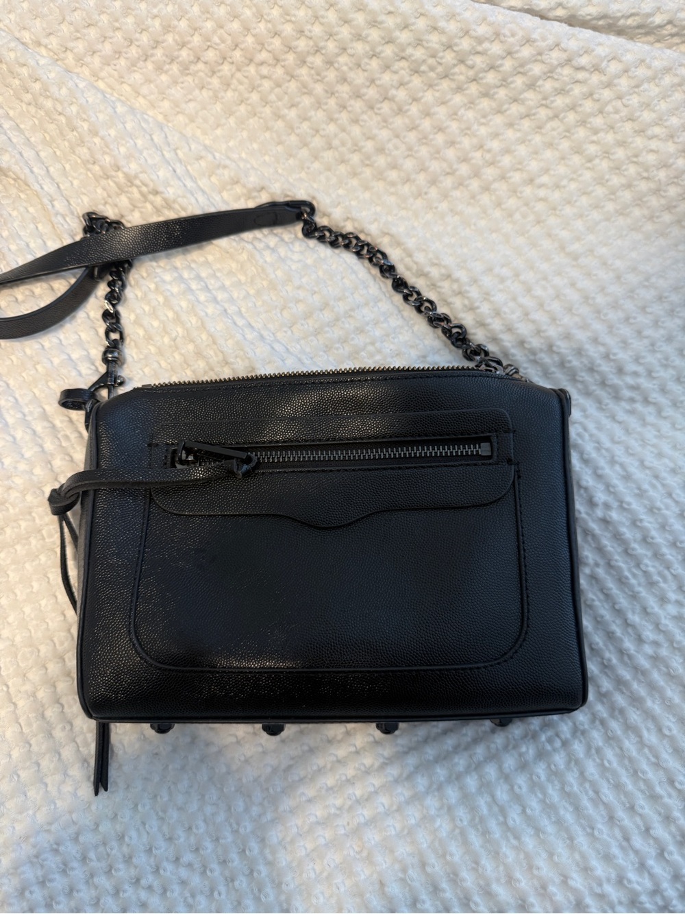 Rebecca Minkoff Black Leather Crossbody Bag with Chain Strap